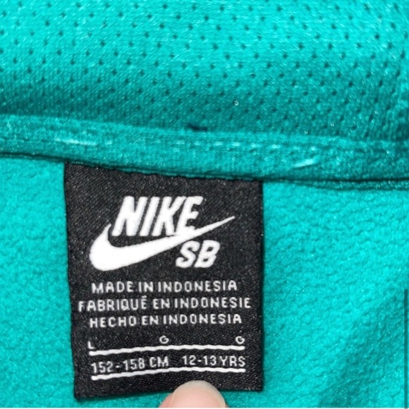 Youth NIKE SB Hoodie kids Large Blue Thermo fit Sk8 Turquoise Geometric Hoodie - Picture 4 of 4